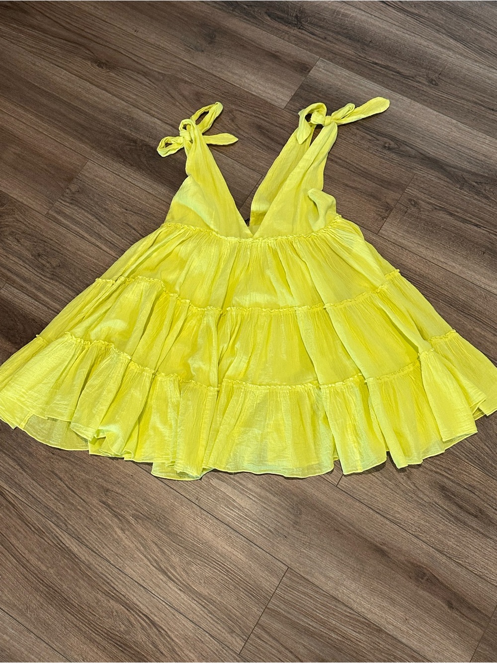 NWT! Anthropologie Devotion Semele Mini Yellow Tiered Dress Size Medium - Picture 10 of 13